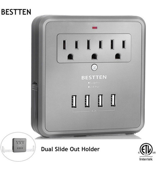 3 Salidas 4 Puertos Usb Con 2 Porta Soporte, Adaptador De Gr 0