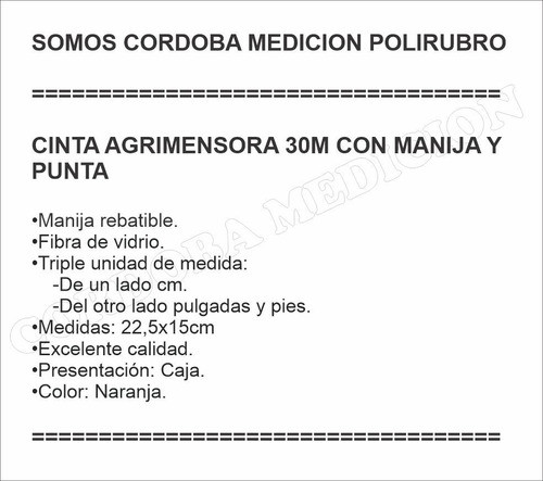 Cinta Agrimensora 30m Con Manija Y Punta 1