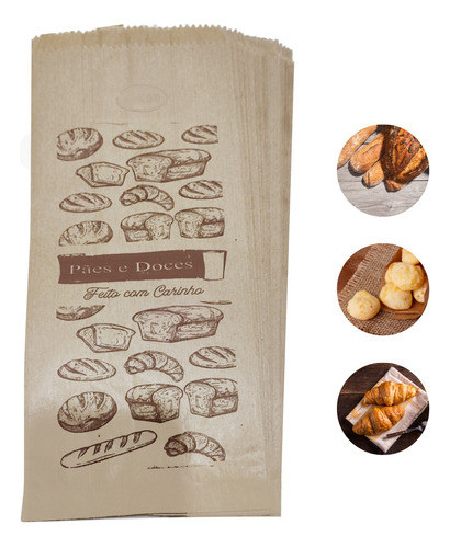 Saco Papel Mix Pardo 40g Pc C/500 1kg Pães E Lanches 1