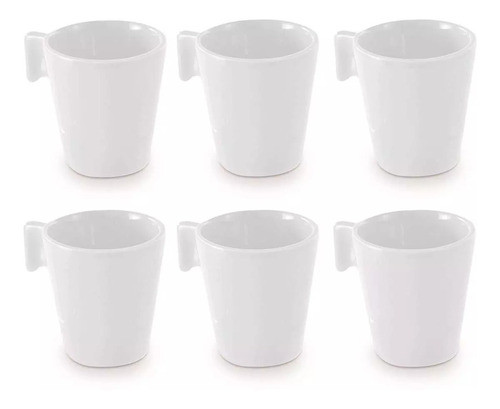 Jogo 6 Xícaras 80ml Café Ceramica Branca Caneca Mimo Style 0