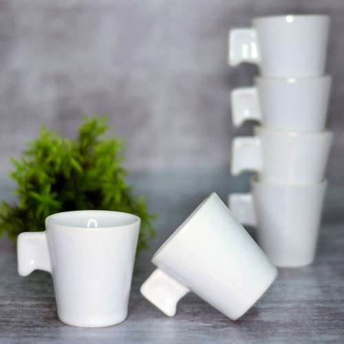 Jogo 6 Xícaras 80ml Café Ceramica Branca Caneca Mimo Style 1
