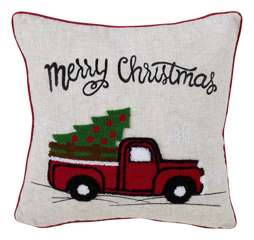 Saro Lifestyle Rouge Collection Poly Blend Vintage Red Truck 0