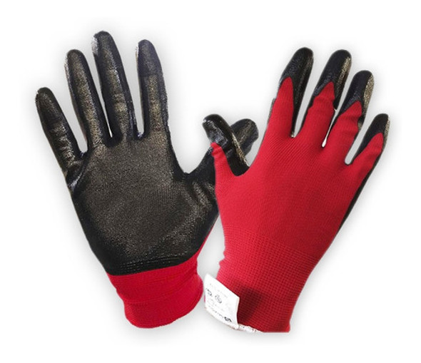 Guantes De Trabajo Antideslizantes Nitrilo Reforzados Rojos 0