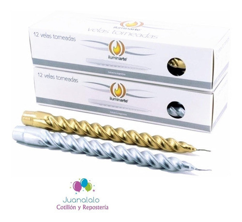 Vela Torneada Dorada Oro Navidad Decoracion X6 U Iluminarte 0