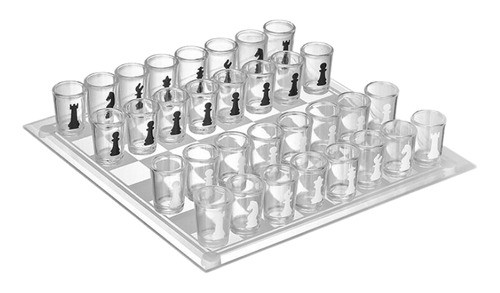 Jogo De Xadrez Shot Drink 35x35 Tabuleiro De Vidro - Western 0