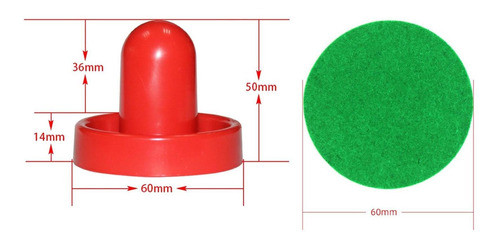 2pcs Plástico Empurradores De Air Hockey E 4pcs Vermelho 1