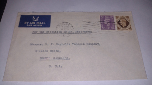 Inglaterra Sobre Estampilla Circulado Vía Aérea 1953 Hermoso 0