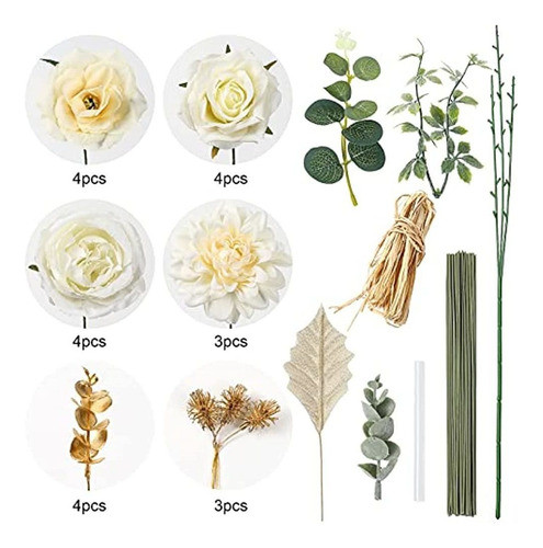 Yyhuawu Juego De Caja Combinada De Flores Artificiales Hoja 1