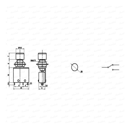 2 Pulsadores Push Switch Interruptor Amarillo 5a 250v 1
