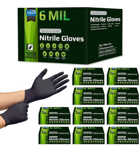 Inspire Heavy Duty - Guantes Desechables Negros De 0