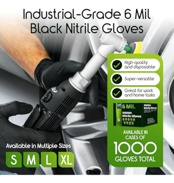 Inspire Heavy Duty - Guantes Desechables Negros De 1