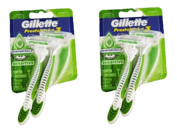 Kit 4 Aparelho Barbear Gillette Prestobarba3 Sensitive 0
