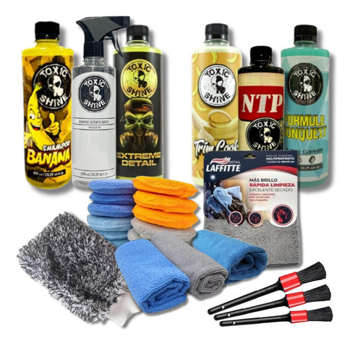 Kit De Lavado Auto Moto Premium Super Completo Toxic Shine 0