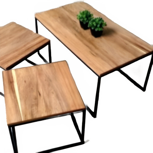 Mesa Ratona De Living Nido Tres Módulos En Madera Y Hierro! 0
