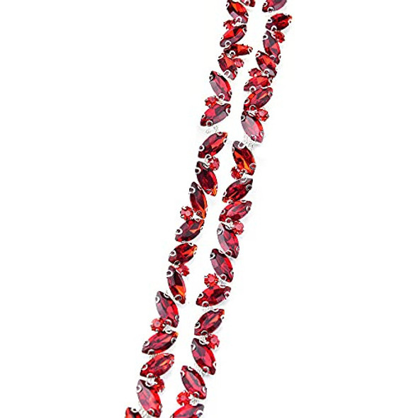 Tira De Strass Cristal Oval Rojo 1cm X 90cm 0