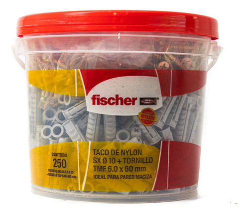 Tarugo Taco Sx10+ Tornillos Tmf 6x60 Mm Balde X 250 Fischer 0