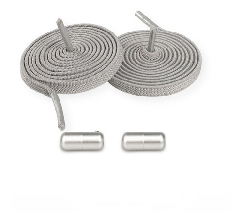 Cadarço Elástico Tênis Plano Com Cápsula  Cinza Claro 100cm 0