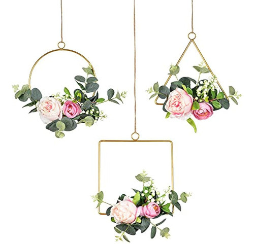 Lvydec Corona De Aro De Flores Artificiales, Juego De 3 Deco 0