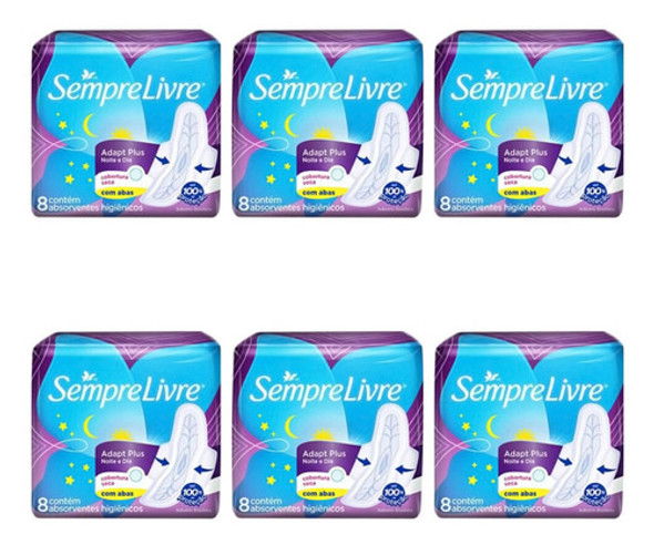 Sempre Livre Adapt Plus Noite/dia Seca C/abas C/8 (kit C/06) 0 Sempre Livre Adapt Plus Noite/dia Seca C/abas C/8 (kit C/06) 0