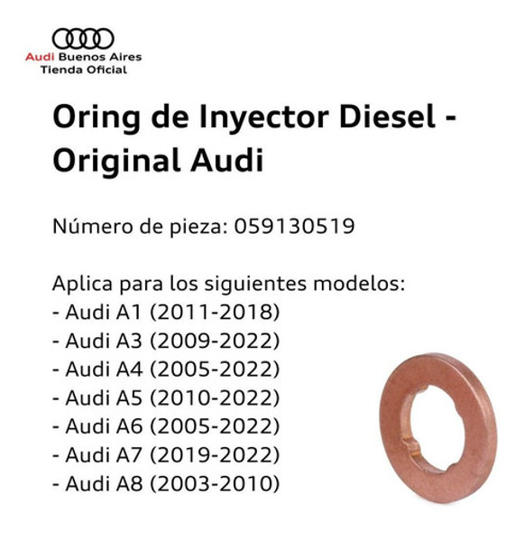 Oring De Inyector Diesel Volkswagen Scirocco 2012 Al 2022 1