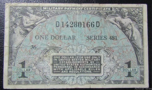 Usa Billete 1 Dolar Vf- 1951 Pago Militar Pick M-26 1