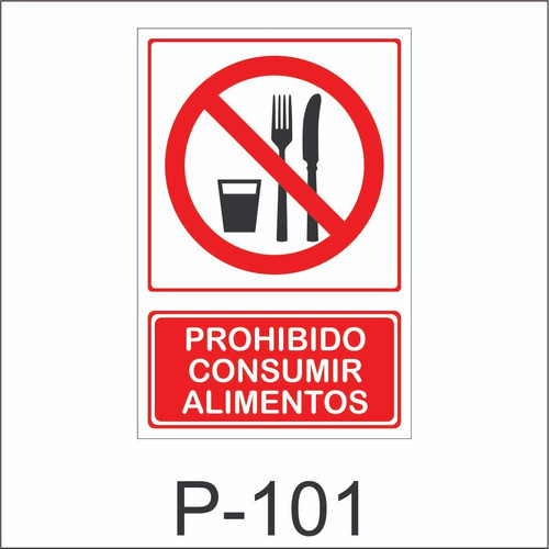 Cartel Señaletica  Prohibido Consumir Alimentos   Comercios 0