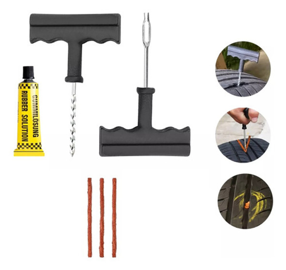 Kit Reparo Pneu Remendo Profissional Carro Moto Bike 0 Kit Reparo Pneu Remendo Profissional Carro Moto Bike 0