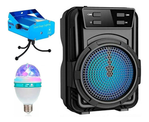 Set Fiesta Fest 3 Piezas Laser + Parlante + Foco Bolichero 0