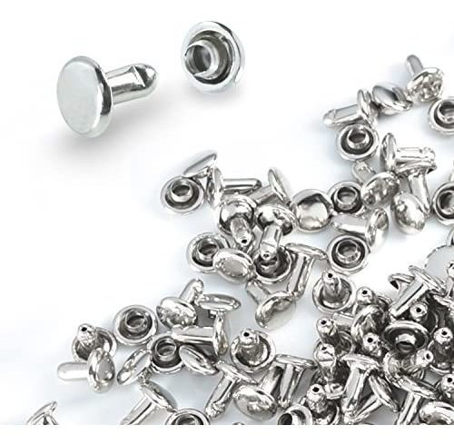 Remaches Para Cuero Doble Tapa 6mm 200sets Plateados 0