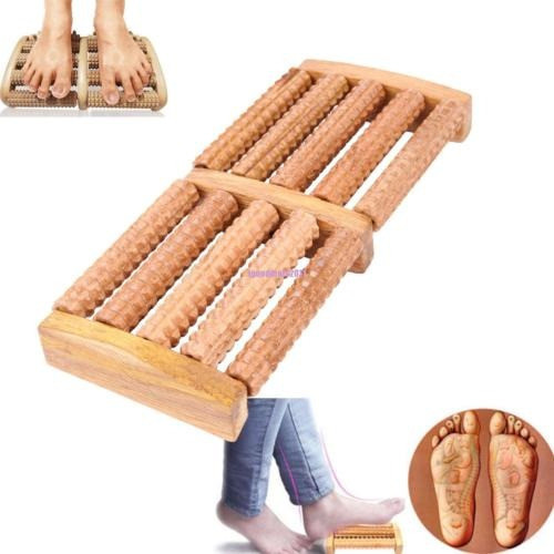 5 Rodillos De Madera Cruda Pie Masajeador Estrés Socorro Sal 0
