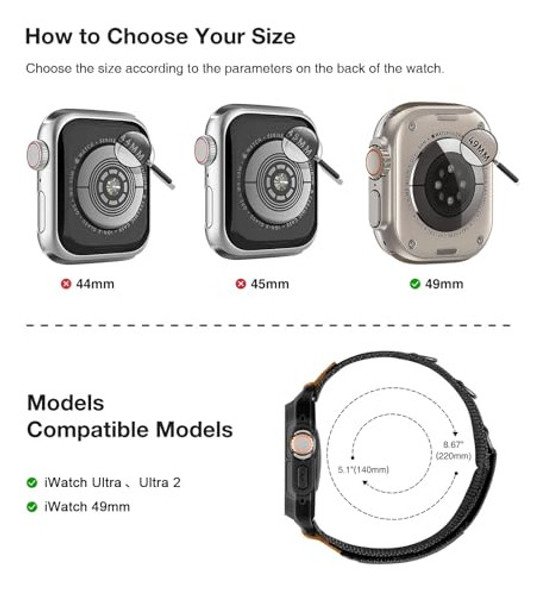 Malla Para Apple Watch 49mm Ultra/ultra 2 49mm Velcro Negro 1 Malla Para Apple Watch 49mm Ultra/ultra 2 49mm Velcro Negro 1