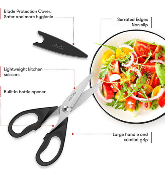 Tijera De Cocina Para Cocina Y Carne Resistente 2 Negro Gris 1 Tijera De Cocina Para Cocina Y Carne Resistente 2 Negro Gris 1
