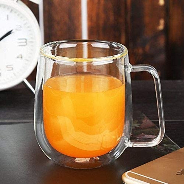 2 Tazas Doble Vidrio Con Asa Para Té Café Aislante No Quema 1