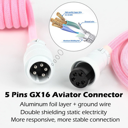 Geeksocial Cable Usb Tipo C En Espiral De 6 Pies Para Teclad 1