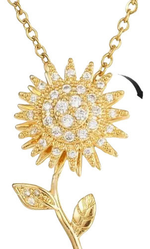Collar Colgante Girasol Baño Oro 18k Estuche De Regalo Gr 0