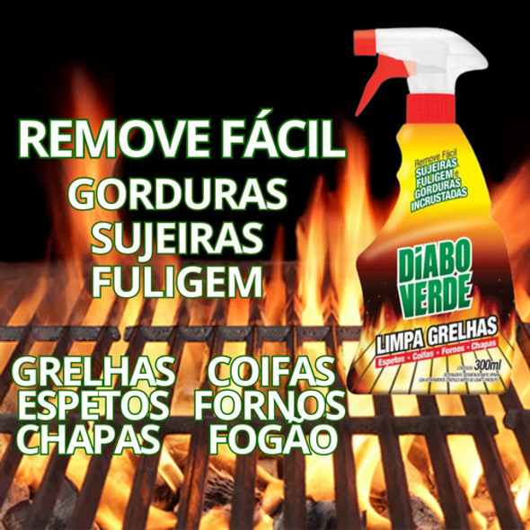 Kit 3 Limpa Grelhas E Removedor De Gordura Diabo Verde 300ml 1