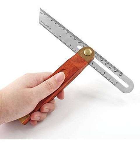 Regla De Angulo Deslizante En T Madera Acero Cm/pulgada 1