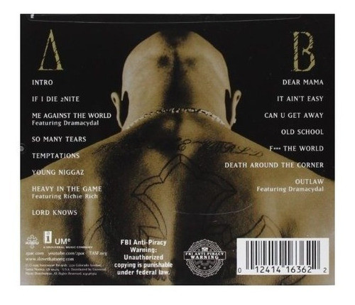 2pac Tupac Me Against The World Importado Cd 1