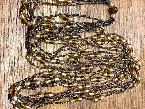 Luli Collar Cuentas Mostacilla Multi Vuelta Beige Cristal La 1