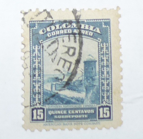 Selo Antigo Colombia - Cartagena Fortificación Espanola 1941 0