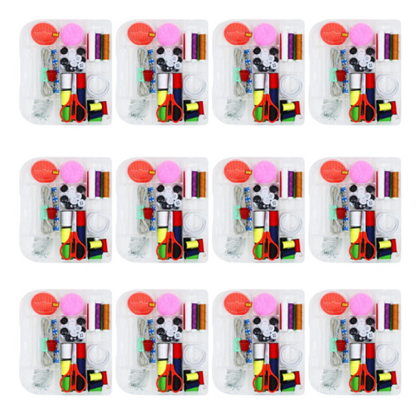 24 Kits Costura Conjunto De Linhas Agulhas Botoes Elasticos 0