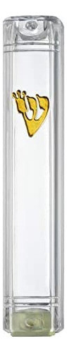 A&s Mezuzot Clear Lucite Mezuzah Case With Gold Shin Waterpr 0