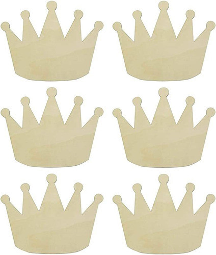 Janou - 6 Piezas De Madera En Forma De Corona Para Manualid. 0