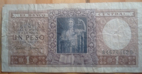 Billete Serie D - Un Peso Moneda Nacional - Banco Central 1