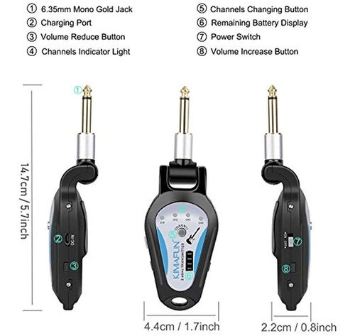 Sistema De Guitarra Inalámbrico, Transmisor Y Receptor De Gu 1