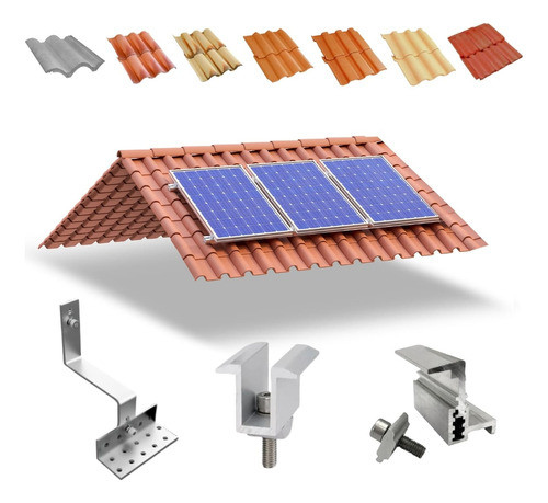 Kit Estrutura Suporte Linha C 03 Placas Solar Telha Colonial 0