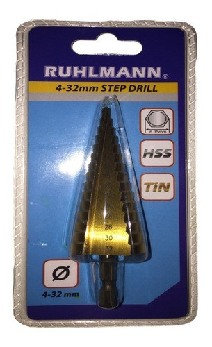 Mecha Broca Escalonada Progresiva Metal Hss 4-32 Mm Eurotech 1