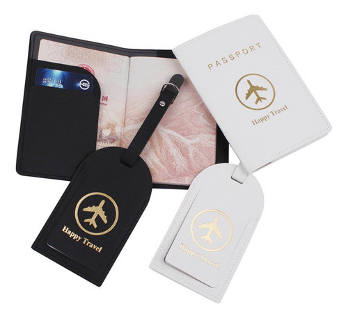 Porta-passaporte E Etiqueta De Bagagem Pu Leather Travel - P 1
