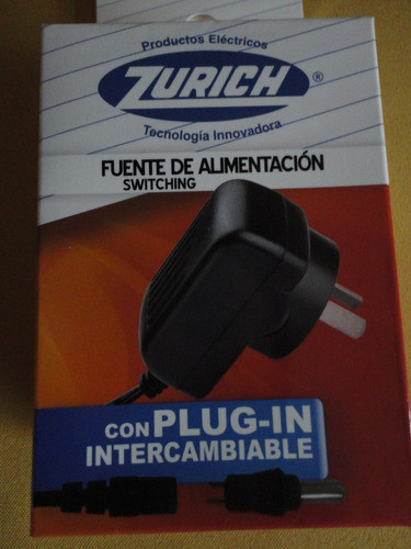 Fuente Switching 9v. 1 A. Con Ficha Conector Intercambiable 0