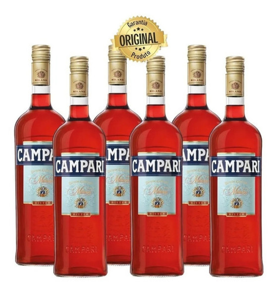 Caixa 6 Aperitivo Campari Bitter Milano 900 Ml Original 1